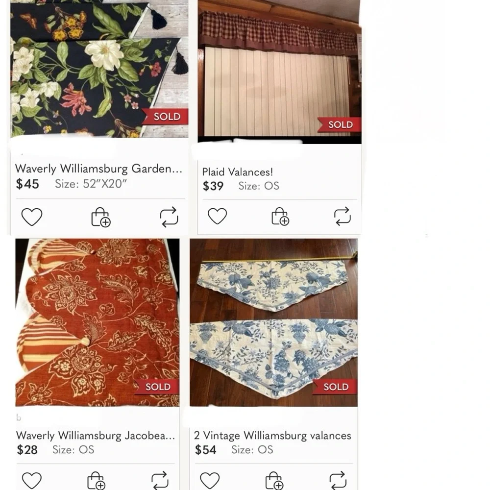 VTG Williamsburg Double Layered Scalloped Plaid Valance Blue Cream 72